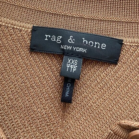 Rag & Bone Pacey Button Down Midi Dress Ribbed Knit in Light Brown size XXS - Picture 6 of 8